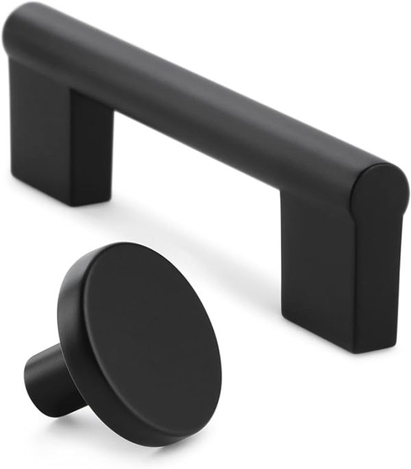 Amerock | Cabinet Knob | Matte Black | 1-3/8 inch (35 mm) Diameter | Versa | 1 Pack | Drawer Knob | Cabinet Hardware - Image 2