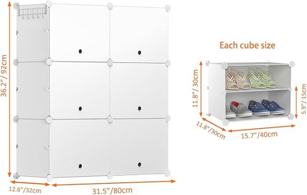 HOMIDEC Shoe Rack, 6 Tier Shoe Storage Cabinet 24 Pair Plastic Shoe Shelves Organizer for Closet Hallway Bedroom Entryway - Image 2