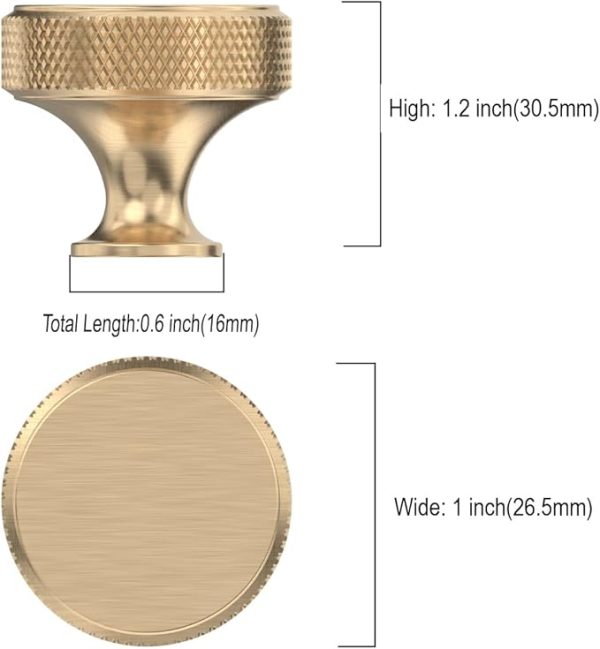 Asidrama10 Pack Gold Kitchen Cabinet Knobs Knurled Dresser Knobs Drawer Knobs Cabinet Hardware Aluminum Knobs for Dresser Drawers - Image 6