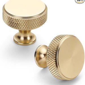 Asidrama10 Pack Gold Kitchen Cabinet Knobs Knurled Dresser Knobs Drawer Knobs Cabinet Hardware Aluminum Knobs for Dresser Drawers