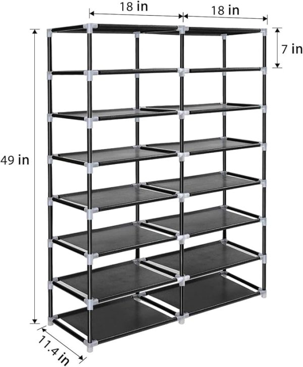 ERONE Shoe Rack Storage Organize, 28 Pairs Portable Double Row with Nonwoven Fabric Cover Shoe Shelf Cabinet for Closet - Image 5