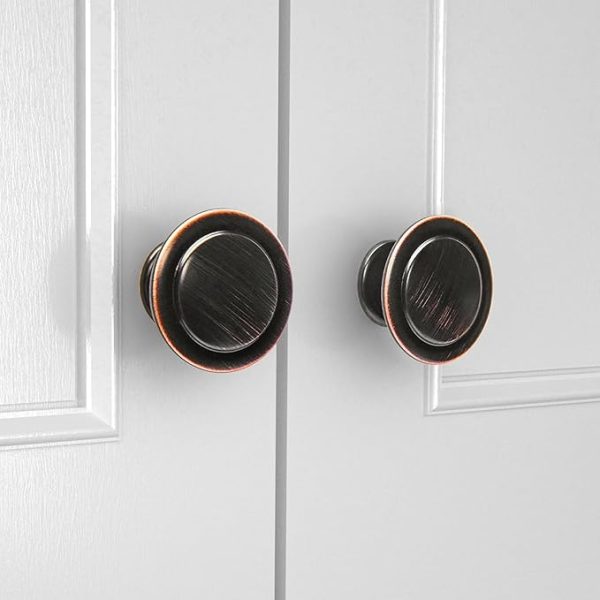 HOMOTEK 30 Pack Cabinet Knobs Drawer Pulls Zinc Stepped Round Dresser Handles,Kitchen,Cupboard, Bathroom, Wardrobe, Cabinet Hardware,Oil Rubbed Bronze