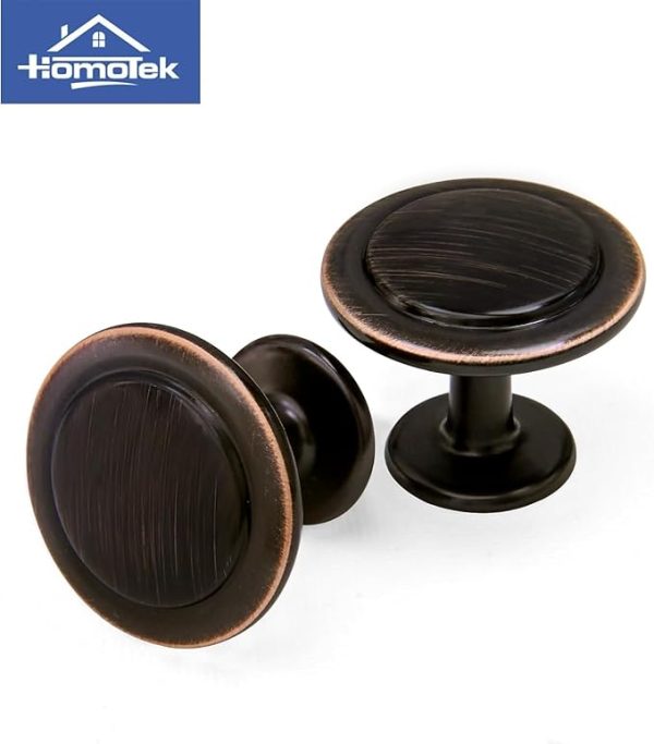 HOMOTEK 30 Pack Cabinet Knobs Drawer Pulls Zinc Stepped Round Dresser Handles,Kitchen,Cupboard, Bathroom, Wardrobe, Cabinet Hardware,Oil Rubbed Bronze - Image 6