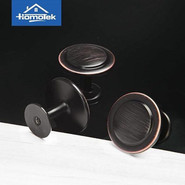 HOMOTEK 30 Pack Cabinet Knobs Drawer Pulls Zinc Stepped Round Dresser Handles,Kitchen,Cupboard, Bathroom, Wardrobe, Cabinet Hardware,Oil Rubbed Bronze - Image 4