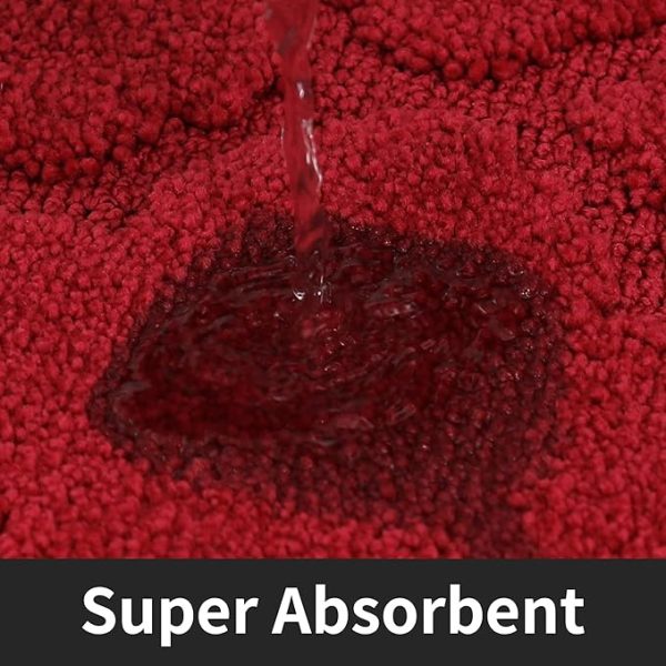 COSY HOMEER Soft Kitchen Floor Mats for in Front of Sink Super Absorbent Rugs and 20"x59" Non-Skid Mat Standing Washable,Polyester,Red - Image 4
