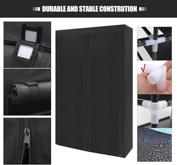 ERONE Shoe Rack Storage Organize, 28 Pairs Portable Double Row with Nonwoven Fabric Cover Shoe Shelf Cabinet for Closet - Image 4