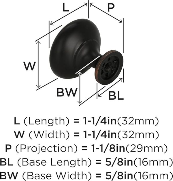 Amerock | Cabinet Knob | Oil Rubbed Bronze | 1-1/4 inch (32 mm) Diameter | Edona | 10 Pack | Drawer Knob | Cabinet Hardware - Image 4