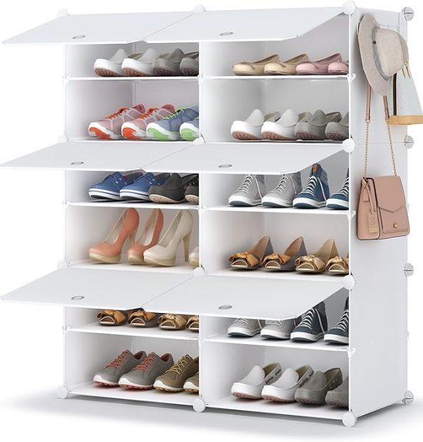 HOMIDEC Shoe Rack, 6 Tier Shoe Storage Cabinet 24 Pair Plastic Shoe Shelves Organizer for Closet Hallway Bedroom Entryway - Image 6