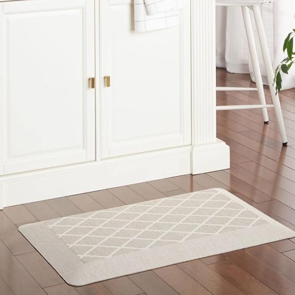 Martha Stewart Miles Modern Diamond Anti-Fatigue Air-Infused Kitchen Mat, Beige, 19.6"x32" - Image 4