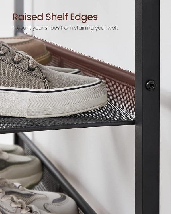 VASAGLE Shoe Rack for Entryway, 5 Tier Shoe Storage Shelves, 16-20 Pairs Shoe Organizer, with Sturdy Wooden Top and Steel Frame, Free Standing, Industrial, Rustic Brown and Ink Black ULBS038B01 - Image 4