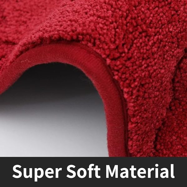 COSY HOMEER Soft Kitchen Floor Mats for in Front of Sink Super Absorbent Rugs and 20"x59" Non-Skid Mat Standing Washable,Polyester,Red - Image 2