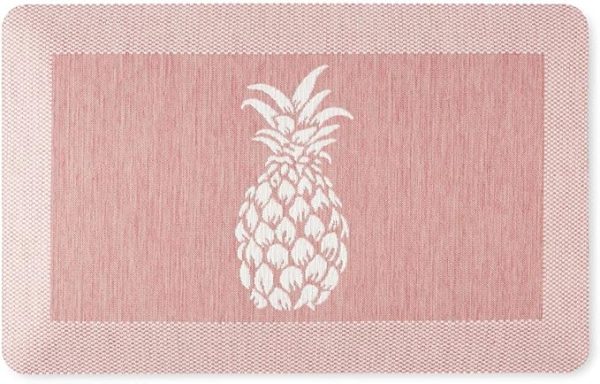 Martha Stewart Aloha Modern Pineapple Anti-Fatigue Air-Infused Kitchen Mat, Spice Red, 19.6"x32"
