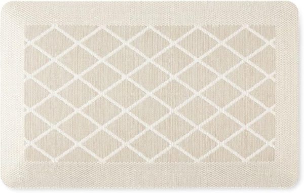 Martha Stewart Miles Modern Diamond Anti-Fatigue Air-Infused Kitchen Mat, Beige, 19.6"x32"