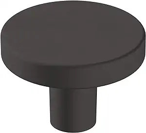 Amerock | Cabinet Knob | Matte Black | 1-3/8 inch (35 mm) Diameter | Versa | 1 Pack | Drawer Knob | Cabinet Hardware