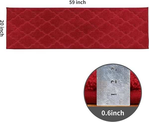 COSY HOMEER Soft Kitchen Floor Mats for in Front of Sink Super Absorbent Rugs and 20"x59" Non-Skid Mat Standing Washable,Polyester,Red - Image 5