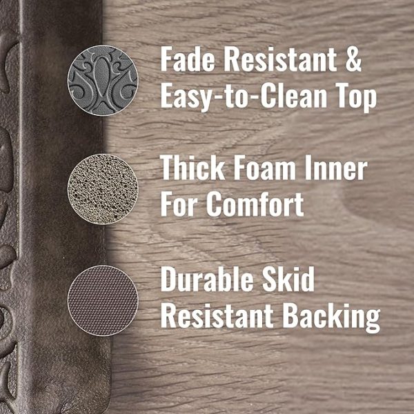 Chef Gear - Anti-Fatigue Gelness Kitchen Mat - Marni Design - Cushioned Comfort Chef Mat - Faux Leather - Cooking & Standing Relief - Set of 2-17.5"x48" & 17.5"x28" - Mocha - Image 2